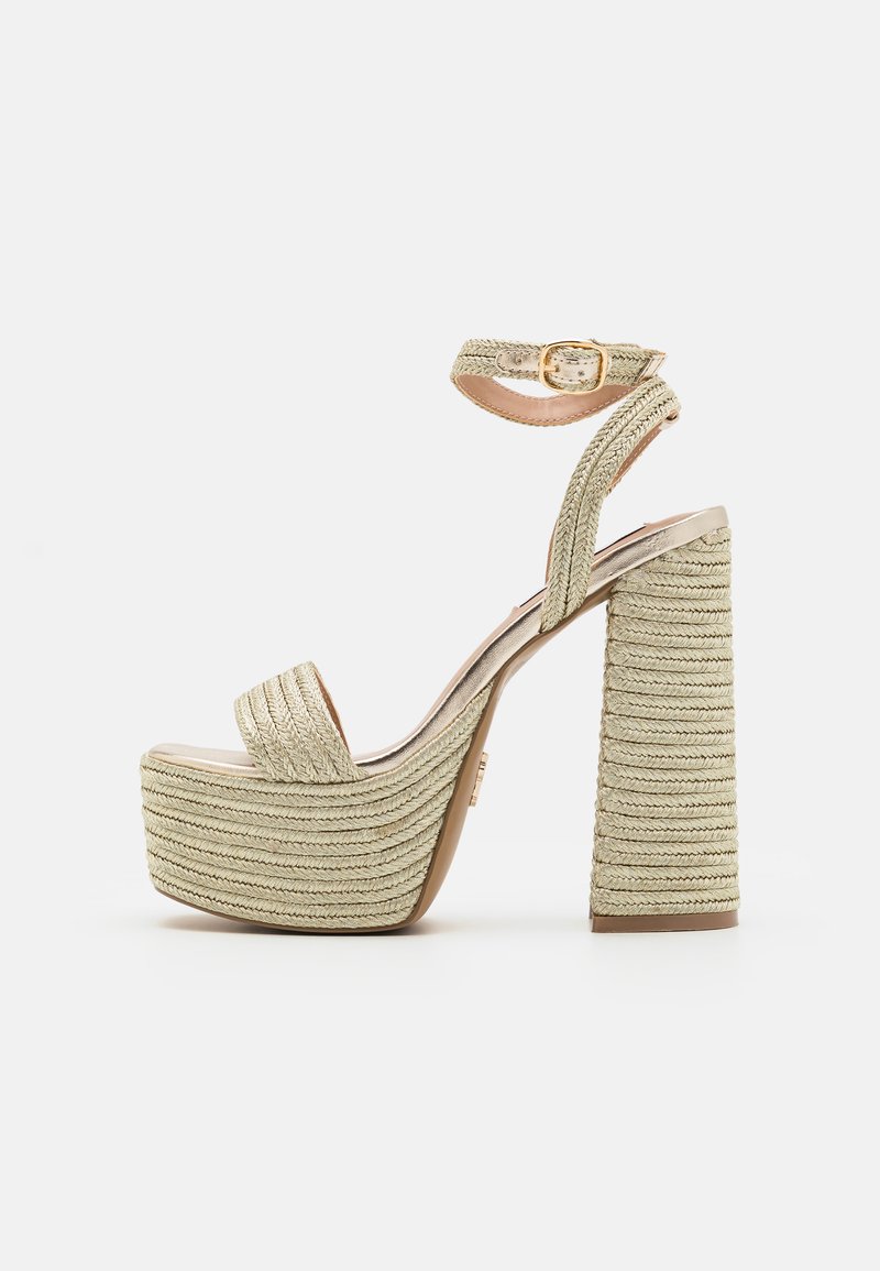 Steve Madden LAYERED - Kõrge kontsaga sandaalid - light gold