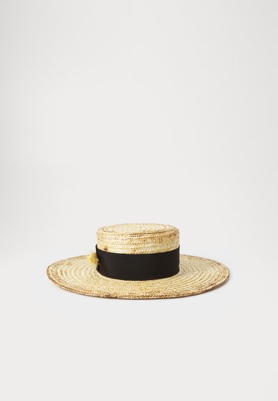 RUSLAN BAGINSKIY WHEAT SPIKES EMBELLISHED SUNBURNT CANOTIER HAT - Müts - natural straw