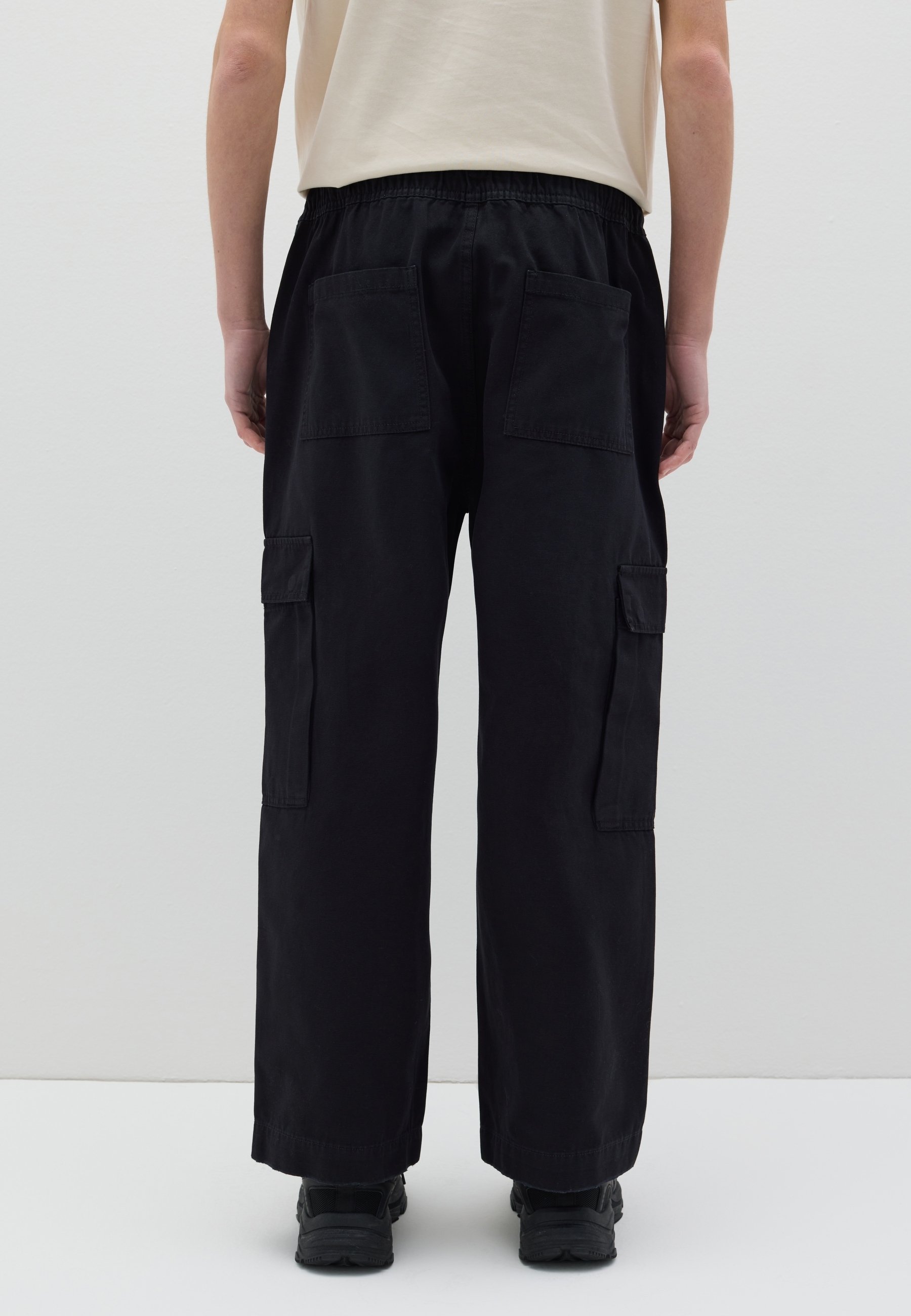 B.ANGEL WIDE-LEG WITH DRAWSTRING - Cargo trousers - black - Zalando