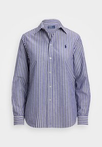 CLASSIC FIT STRIPED COTTON-LINEN SHIRT - Shirt - blue/white