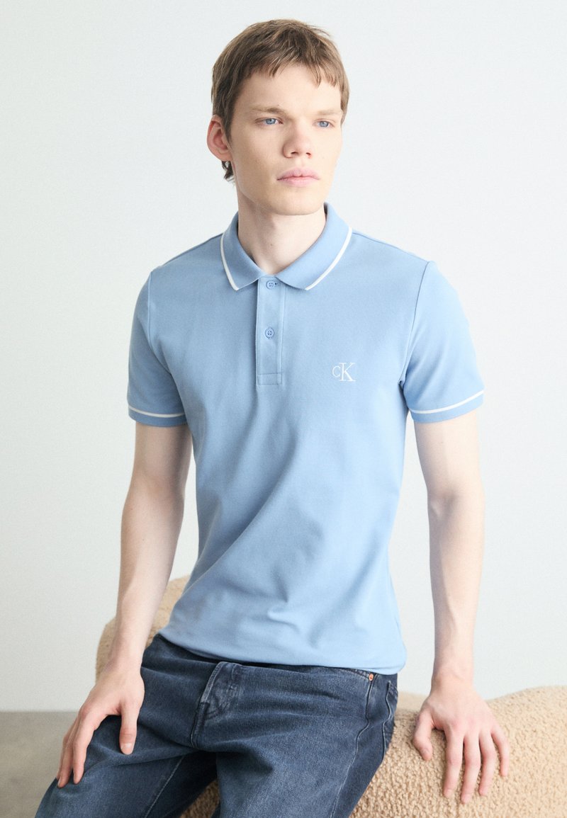 Calvin Klein Jeans TIPPING SLIM - Polo - faded denim