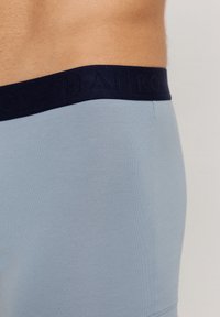 Ljusblå boxershorts med en marinblå resårkant med präglad logotyp. Slät bomullsmaterial med en figurnära design.