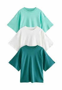 RELAXED FIT CREW NECK - Print T-shirt - teal ecru blue