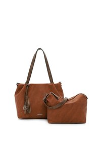 Deux sacs à main en cuir marron avec des anses marron foncé et un détail de pampilles, sur un fond blanc.