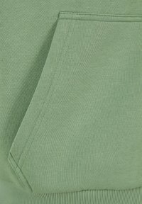Hoodie en coton vert avec une poche kangourou à l'avant, présentant une texture côtelée et des détails de couture, mettant en valeur une finition de tissu lisse et uniforme.