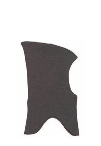 Tmavozelená pletená balaclava, ktorá má bezšvový dizajn, zúženú špicu a otvory pre tvár a krk. Mäkká štruktúra, ľahký materiál.