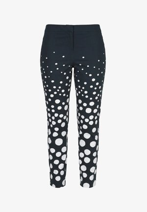 Ulla Popken, POLKA DOT PRESSED CREASE ELASTIC WAIST PANTS - Stoffhose - black