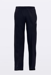 Sorte sportbukser i glat, let stof. Har elastisk taljebånd og et lille hvidt logo på venstre side. Design med lige snit.