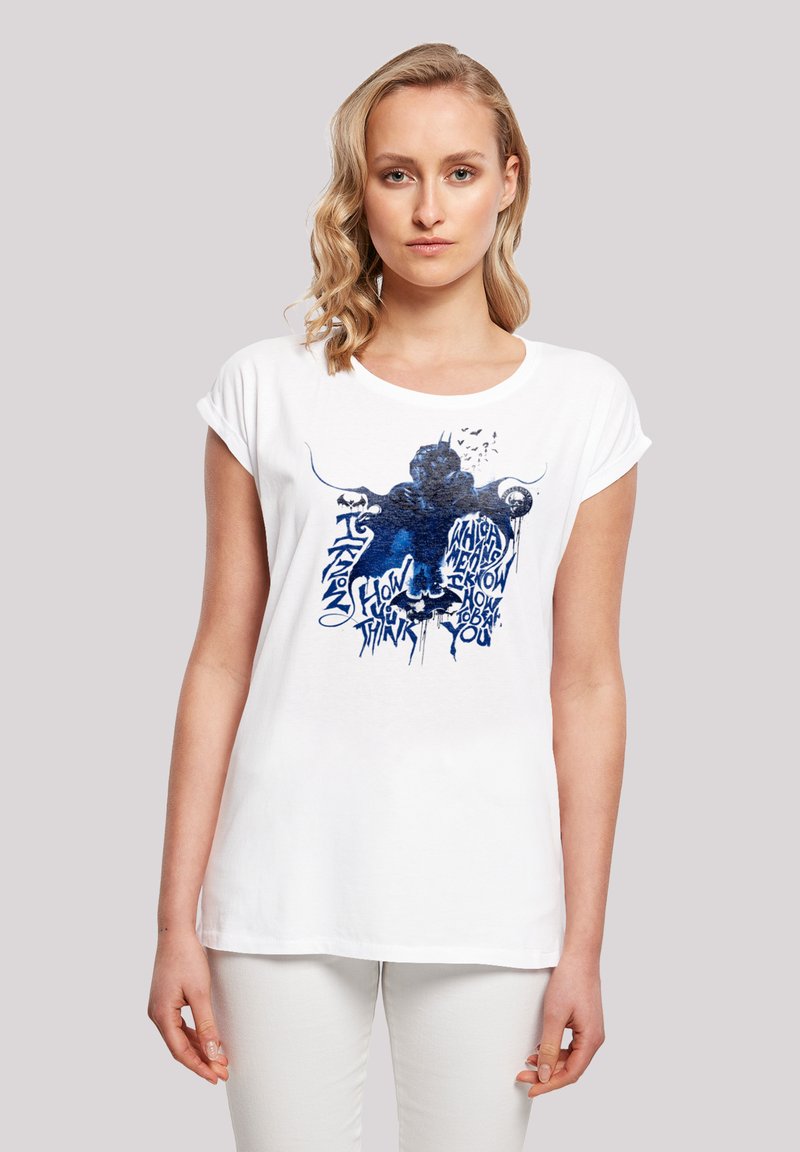 F4NT4STIC DC COMICS BATMAN ARKHAM KNIGHT THINK WITH EXTENDED  - T-shirts med print - white