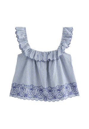 New Look, STRIPED RUFFLED NECK - Pusero - blue pattern