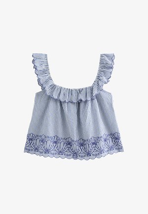 New Look, STRIPED RUFFLED NECK - Pusero - blue pattern