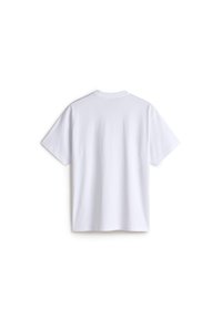 Hvid kortærmet t-shirt lavet af bomuld, med en rund halsudskæring og et ensfarvet design på ryggen, med en glat tekstur og uden synlige mønstre.