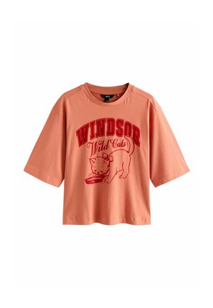 REGULAR FIT - CAT GRAPHIC  SHORT SLEEVE CREW NECK  - Print T-shirt - coral pink