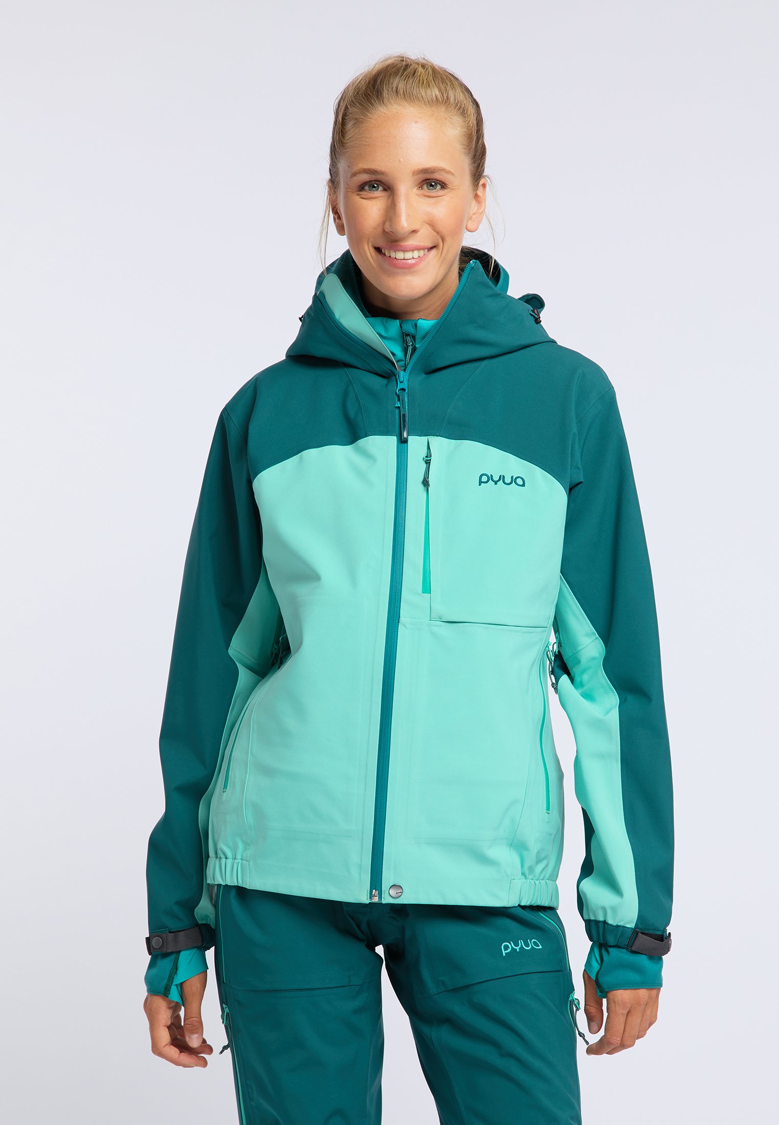 PYUA GORGE Ski jacket light blue PYUA ski jacket waterproof ladies hardshell rain jacket