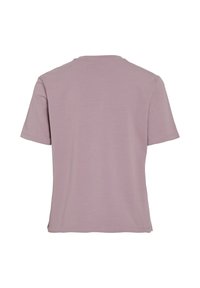 Kortærmet t-shirt med rund hals i lys mauve farve, lavet af blødt stof med en glat tekstur og et ensfarvet bagdesign.