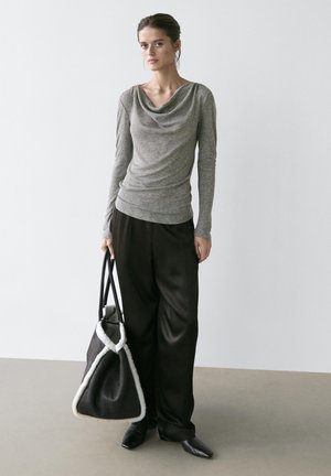 WITH DRAPED NECKLINE  - Maglietta a manica lunga - grey