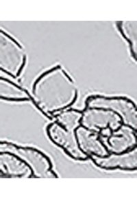 Dibujo lineal negro de una rosa con hojas sobre un fondo gris claro, centrado en los detalles de los pétalos y el tallo de la flor.