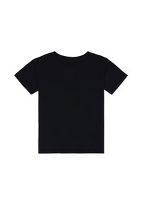 T-shirt noir présenté de face, avec un col rond et des manches courtes, sur fond blanc. Aucun texte ni design visible.