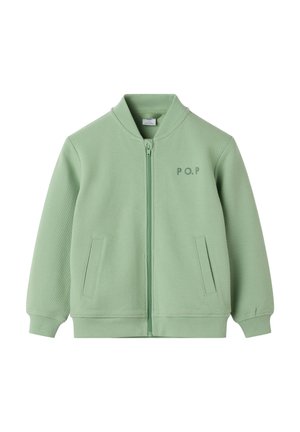 LONG-SLEEVED WAFFLE ZIPPED - Sweater met rits - basil