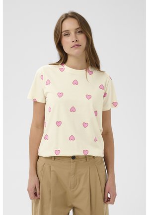 PIXILINASZ  - T-shirt con stampa - off white bonbon big hearts