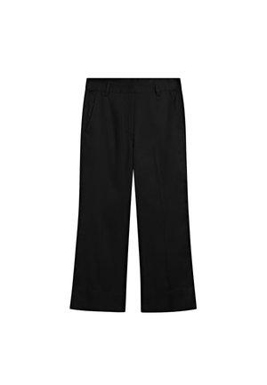 Pantalon noir à jambes larges avec poches avant et passants de ceinture, présenté à plat sur fond blanc.