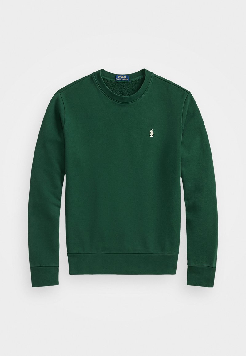 Grøn bomulds sweatshirt med rund halsudskæring, ribbede manchetter og kant. Karakteriseret ved et lille hvidt logo på venstre bryst. Glat tekstur.