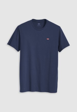 Navy blue cotton t-shirt with a crew neckline and short sleeves. Features a small red Levi's logo on the left chest. Smooth texture.