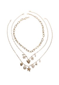 SET OF 3 - Halskæder - gold-coloured
