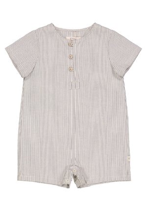 Kortærmet romper med striber i lysegrå og hvid, med knaplukning, lomme påsyet og blødt stof med afslappet pasform.