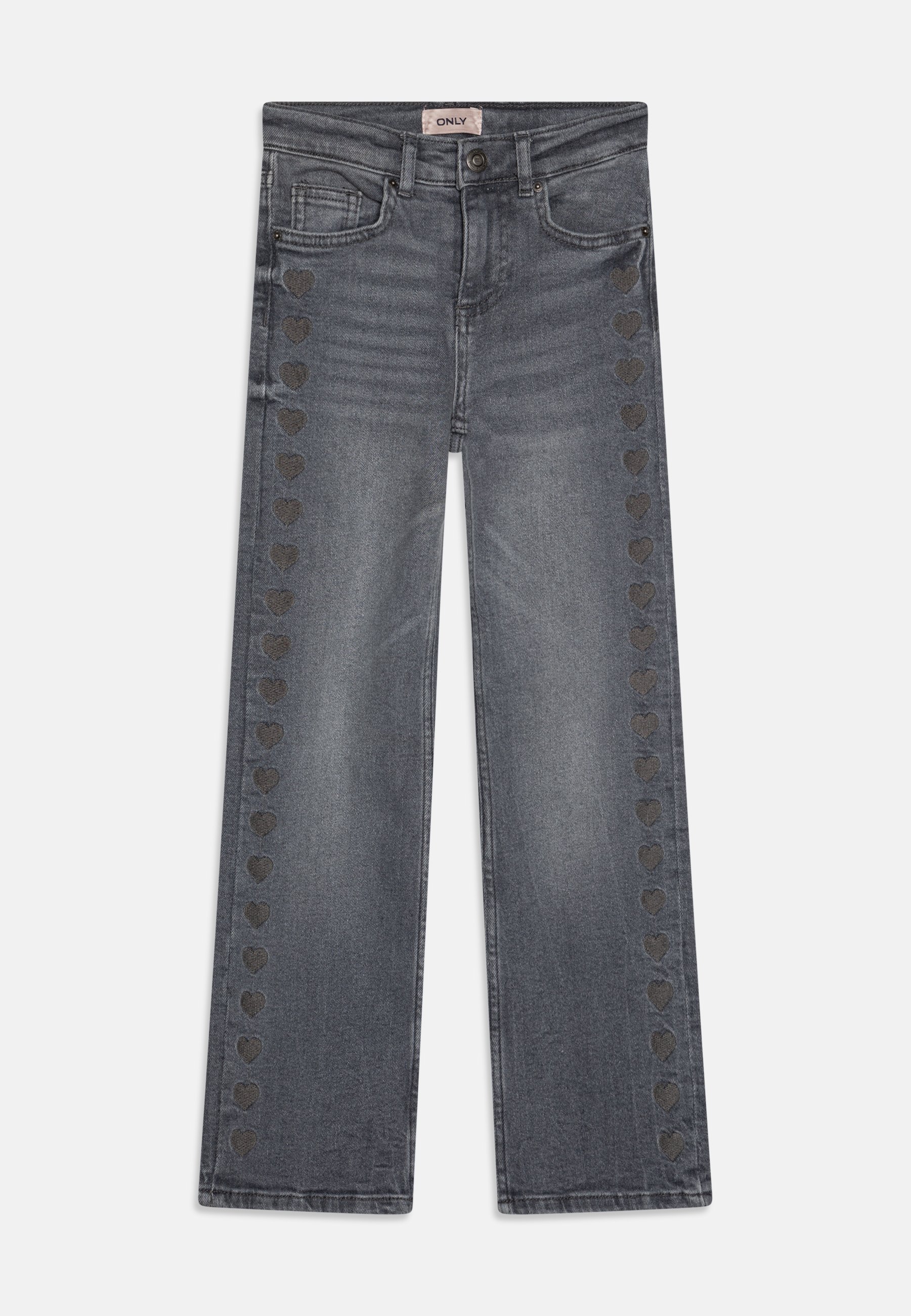 ONLY GIRLS KOGJUICY WIDE HEART Straight leg jeans washed black