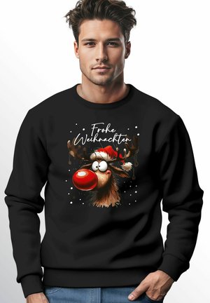 RENTIER AUFDRUCK FROHE WEIHNACHTEN MOONWORKS - Sweatshirt - schwarz