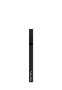 Black metal pen with a sleek cylindrical shape, featuring a push-button mechanism and the brand name "TRU VIRTU" in white at the bottom.