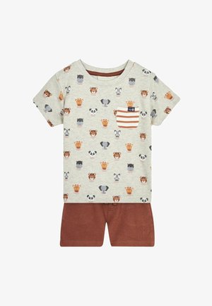 JoJo Maman Bébé 2-PIECE DINO SET - REGULAR FIT - Lühikesed püksid - natural safari