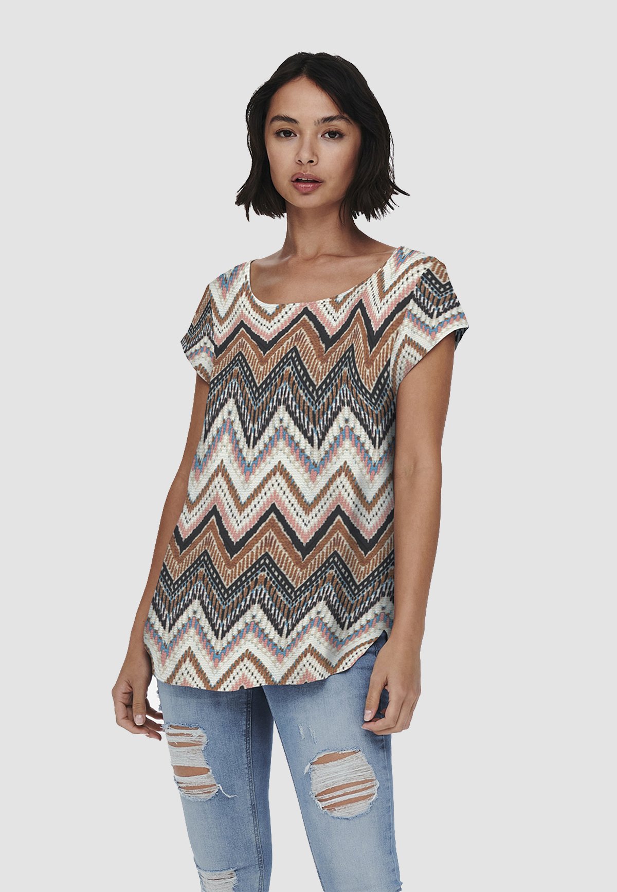 ONLY Onlvic Ss Aop Top Noos Ptm Top dames,Multicolore (Pumice Stone Aop: Leo Aop),34