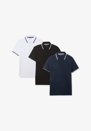 Terranova, PACK OF 3 WITH CONTRAST TRIM - Polo - 1x White, 1x Black, 1x Blue