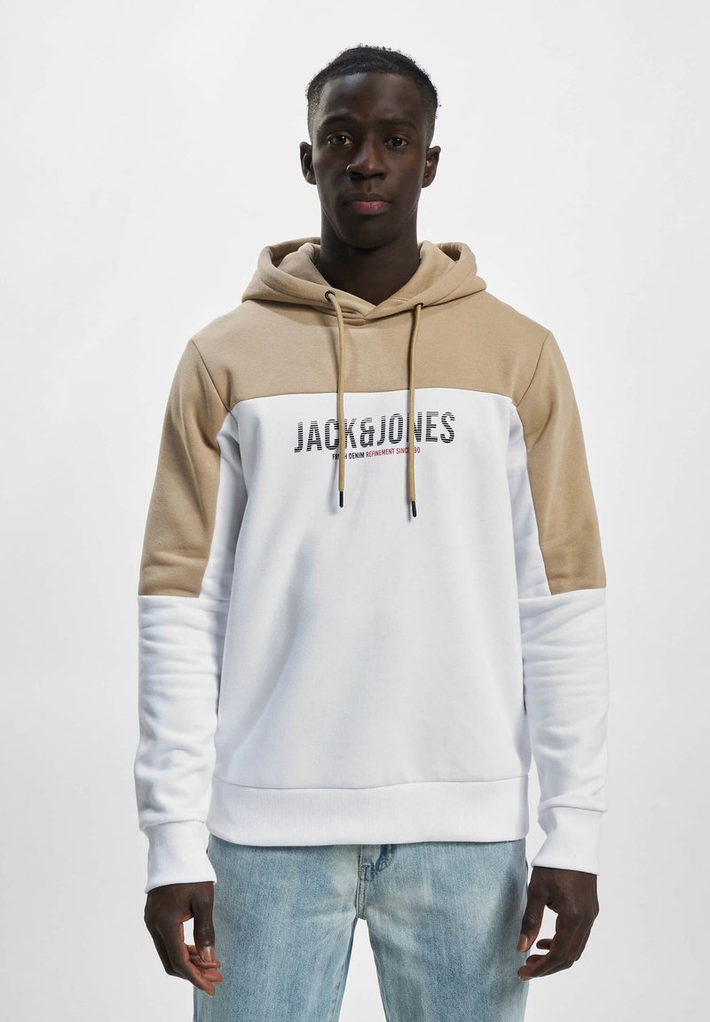 Jack & Jones JJEDAN BLOCKING SWEAT HOOD beżowy