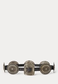 METAL-ACCENT LEATHER BELT - Waist belt - black
