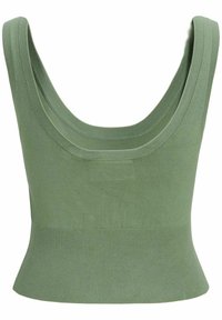 Lichtgroene, geribde tanktop met een brede ronde halslijn en een aansluitende pasvorm, voorzien van een dikke zoom en een soepele textuur.