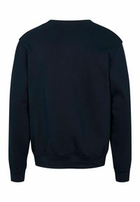 Donkerblauwe crewneck sweatshirt gemaakt van een katoenmix. Voorzien van ribgebreide cuffs en een tailleband, met een gladde textuur en zonder zichtbare patronen.