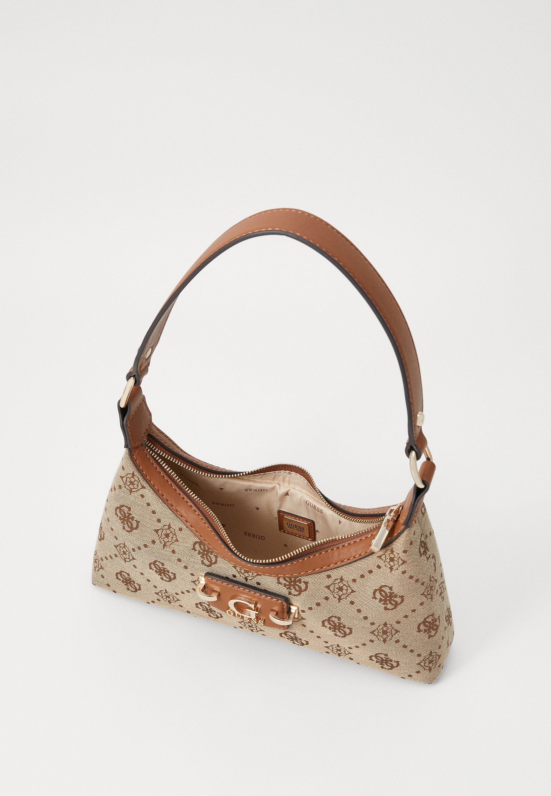Guess NEDA TOP ZIP - Handbag - latte logo/beige - Zalando
