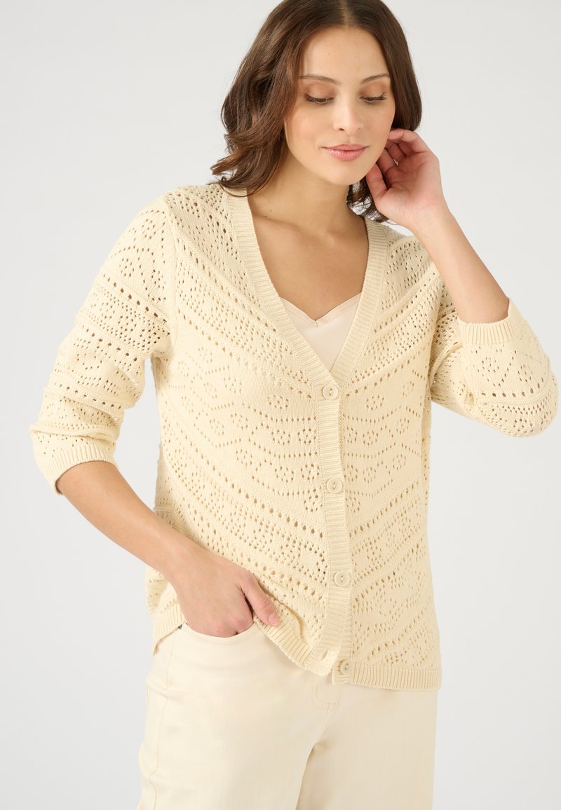 Damart OPENWORK KNIT - Chaqueta de punto - ivoire