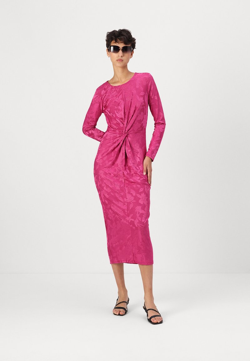 VILA VIROSEA O NECK MIDI DRESS - Shift dress - festival fuchsia/pink -  Zalando.ie