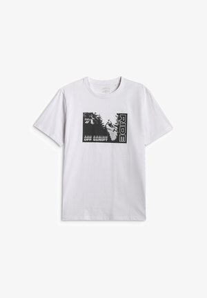 4F, 4F T-SHIRT RELAXED Z NADRUKIEM MĘSKI - BIAŁY XL - T-shirt print - white