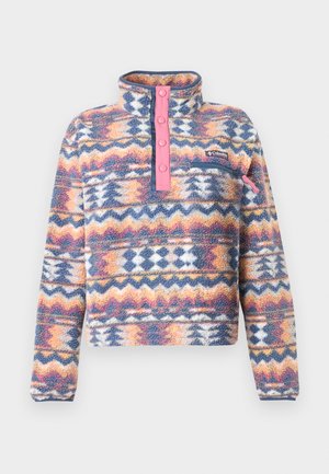 Φούτερ με fleece και μακριά μανίκια με γεωμετρικά πολύχρωμα σχέδια, ροζ πλακέτα με κουμπιά τύπου snap και τσέπη στο στήθος με φερμουάρ.