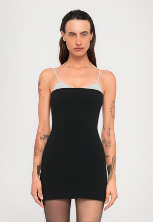 TRIANGLE CRYSTAL STRAP DETAIL MINI DRESS - Cocktail dress / Party dress - black/silver coloured