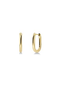 Guldörrringar med en slät, glänsande yta. Ovalt form med en säker låsning. Tunn profil som framhäver den minimalistiska designen.