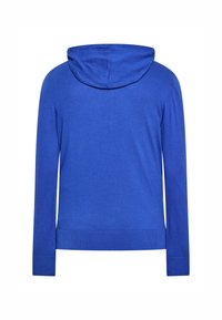 Blaue Kapuzenpullover mit langen Ärmeln, gerippten Bündchen und Saum, aus weichem Stoff. Verfügt über ein einfaches, klares Design, ohne sichtbare Logos oder Verzierungen.