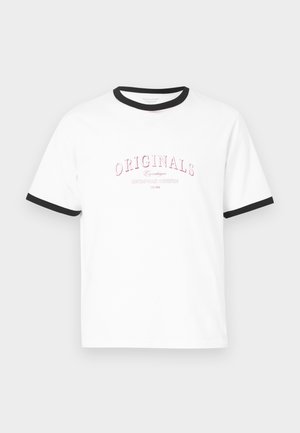Jack & Jones, JORCATSKILLS RINGER CREW NECK - Μπλουζάκι με στάμπα - bright white