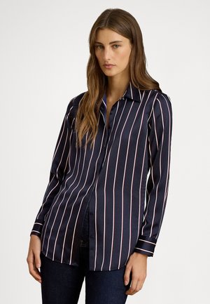 CLASSIC FIT STRIPED CHARMEUSE SHIRT - Skjortebluser - navy/cream/garnet