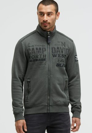 MIT RIPSTOP-DETAILS UND LABEL-APPLIKATIONEN - Zip-up sweatshirt - dark forest